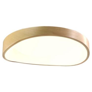 Imagem de Luminaria Plafon Sobrepor Madeira Moderno Led 3 Tons Teto Decoraçao Il