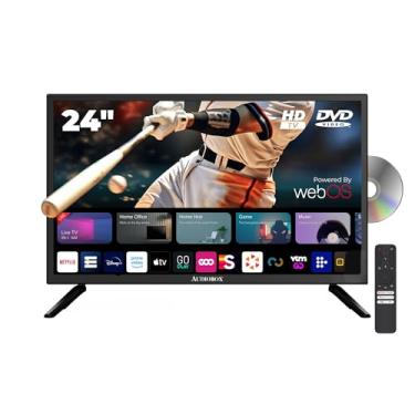 Imagem de Audiobox HDTV LED inteligente com leitor de DVD integrado, compatível com AC/DC, perfeito para trailers, filmes, jogos, HDMI, USB, cabo incluído de 12 V, ideal para viagens e entretenimento doméstico