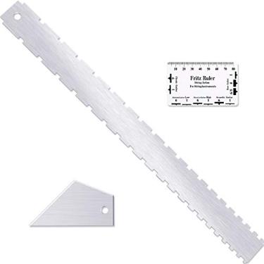 Imagem de Conjunto de 3, ferramenta Luthiers de guitarra entalhada de borda reta, medidor de régua de ação de corda, medidor de altura da corda basculante para a maioria das escalas de guitarra