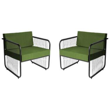 Imagem de Conjunto 2 Poltronas para Sala de Estar Córdova em Aço Carbono e Fibra