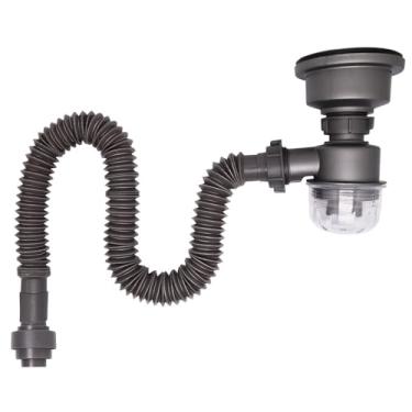 Imagem de YuGtcen Kit de drenagem de pia de cozinha, tubo de drenagem flexível expansível antiodor com copo de vedação, para pia de lavanderia de cozinha e varanda