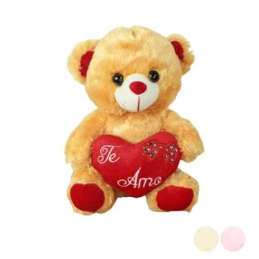 Imagem de Urso de Pelúcia com Coração Maria's Baby, 30 cm, Enchimento de Silicone, Cor Doce de Leite