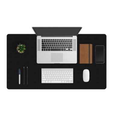 Imagem de ZBRANDS // Tapete de mesa de couro macio, protetor mata-borrões, preto, estendido antiderrapante, retangular, mouse pad para teclado de laptop (91,44 x 50,8 cm)
