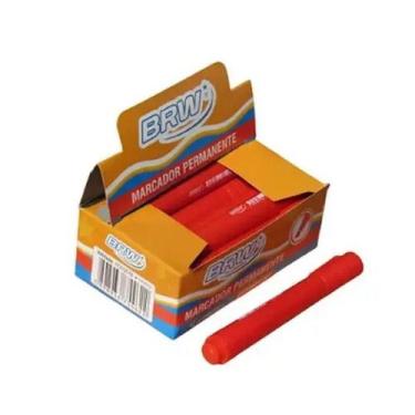 Imagem de Marcador Permanente BRW Ponta Chanfrada 12 Und Vermelho