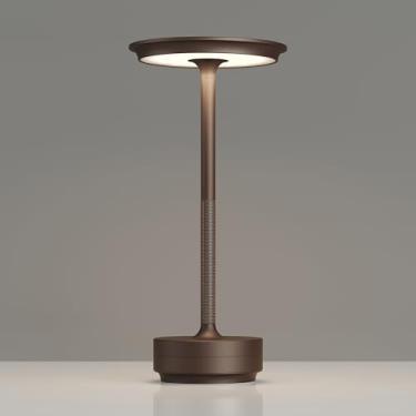 Imagem de TBBGA Luminárias De Mesa Recarregáveis Sem Fio, Luz Externa Portátil 5000 Mah, Lâmpada Led 3 Cores Com Dimerização Contínua E Função Memória, Para Casa/Jantar/Pátio/Restaurante. (Marrom)