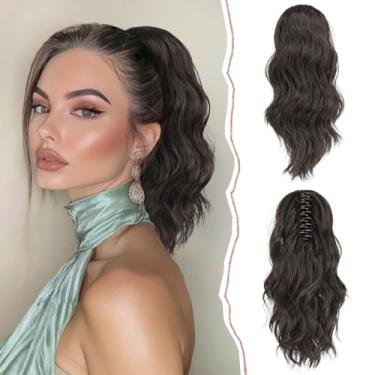 Imagem de SOFEIYAN 14" Extensão De Rabo Cavalo, Grampo Garra Curto Ondulado, Apliques Cabelo Sintético, Preto, Em Camadas, Natural, Fofo, Cacheado, Peça Com Cordão Para Mulheres