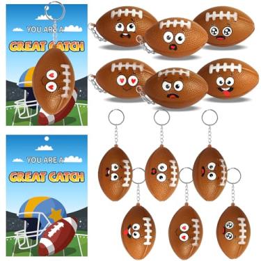 Imagem de CIXICM Pacote Com 12 Mini Chaveiros De Futebol Rosto E Cartões, Lembrancinhas Esportivas, Bolas Espuma, Presente Antiestresse Para Mulheres Homens, Presentes Recompensa Times Esportivos Carnaval