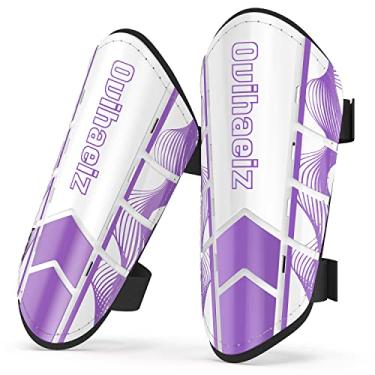 Imagem de Ovihaeiz Caneleiras De Futebol Para Jovens E Crianças, Proteção Panturrilhas, Equipamento Pernas, Adequado 4, 5, 6, 7, 8, 9, 10, 11, 12 Anos (P, Roxo)