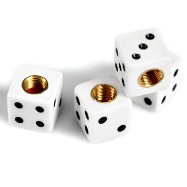 Imagem de Wanheart 4 peças de tampas de válvula de pneu de roda de carro estilo dados, capas universais de haste de válvula de pneu à prova de poeira de liga de alumínio para carros, SUV, caminhões, bicicletas