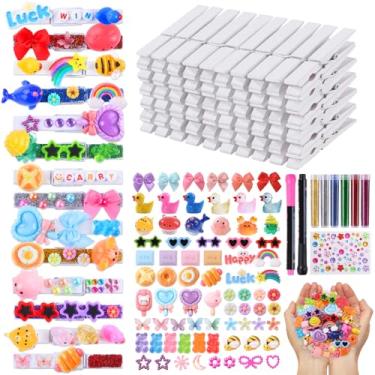 Imagem de JOICEE Conjunto de 80 alfinetes de torcida, clipes espirituais, incluindo 126 mini arcos de animais de resina e canetas autoadesivas, 300 contas, pérolas para mochilas, fita, sala de aula, presentes