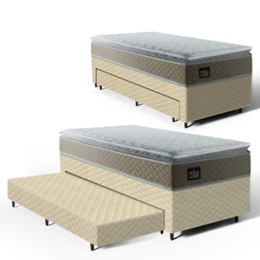 Imagem de Cama Box com Colchão de Espuma D45 Pillow Top Strong One Face + Auxiliar de Espuma Unique Solteiro 88cm