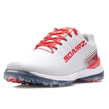 Imagem de SQAIRZ Sapatos de golfe atléticos masculinos ousados, novos sapatos de golfe, projetados para equilíbrio e desempenho, pontas substituíveis, à prova d'água, sapatos de golfe masculinos com pontas,