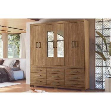 Imagem de Guarda Roupa Casal 6 Portas (2 c/ Espelho) e 9 Gavetas c/ Pés Colombo 