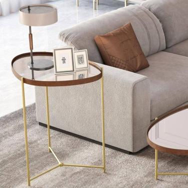 Imagem de Mesa Lateral Porto Principe Castanho Dourado