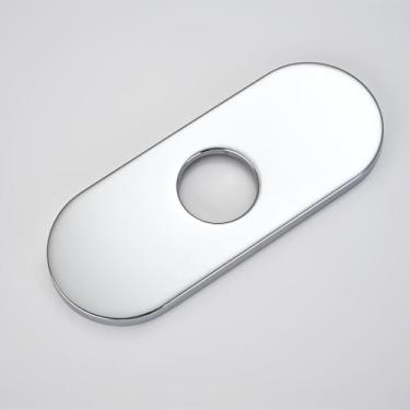 Imagem de Placa de torneira de 15 cm para pia de banheiro - Ajuste universal para lavatórios de 1 furo ou 3 furos de 10 cm - Placa de torneira de escudo - Tampa do orifício da torneira de aço inoxidável