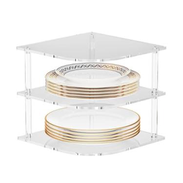 Imagem de Pssopp Organizador de Placa de Acrílico de 3 Camadas, Armazenamento de Banheiro Organizador de Maquiagem de Prateleira Pequena para Bancada Armário de Cozinha Armário