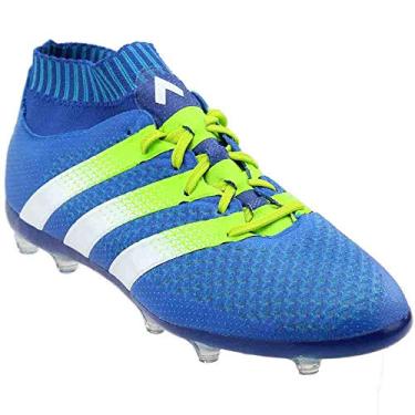 Imagem de Chuteiras esportivas Adidas para meninos Ace 16.1 Primeknit Fg/Ag, Shock Blue/Semi Solar Slime/White, 4 Toddler