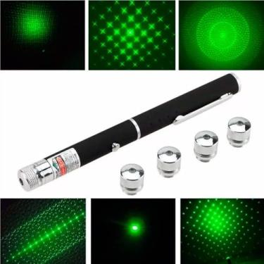 Imagem de Caneta Laser Verde 5000mW Super Potente 8km Longo Alcance + 5 Ponteiras