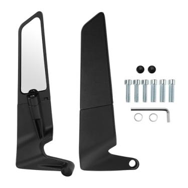 Imagem de VekAuto 1 conjunto de espelhos retrovisores de motocicleta retrovisor lateral universal ajustável liga de alumínio preto M8/M10 forma poligonal