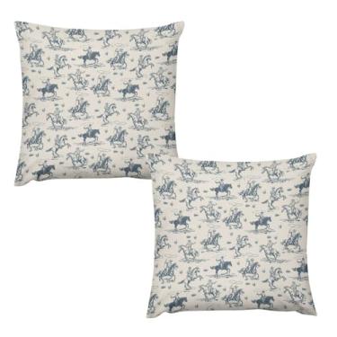 Imagem de Focusbrite Capa de almofada de caubói, tema country ocidental do deserto do oeste selvagem americano almofada decorativa casa de fazenda para sofá-cama conjunto de 5,5 x 40,6 cm