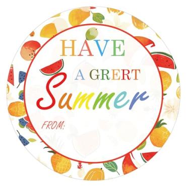 Imagem de 120 peças adesivos de presente de verão etiquetas de nome de 5 cm etiquetas de lembrancinhas de festa de fim de ano escolar etiquetas de férias de presente de agradecimento do professor (adesivos de