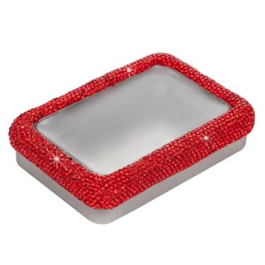 Imagem de MINGZAIQIPEI Caixa de metal brilhante de strass de alumínio com tampas, tampa transparente, vazia, mini estojo de armazenamento portátil para velas domésticas, doces, presentes, bálsamos e tesouros 8