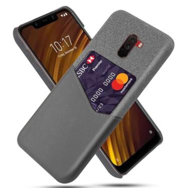 Imagem de Capa para Xiaomi Pocophone F1,Tela e tampa de couro PU,Antideslizante,360°cobertura completa à prova de choque com 1 slot de cartão atrás,Prevenção de queda-Gray