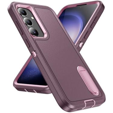 Imagem de IDweel Capa para Galaxy S24, capa para Galaxy S24 com suporte roxo rosa para mulheres, proteção resistente à prova de choque anti-arranhões slim fit leve protetora durável capa dura, roxa/rosa