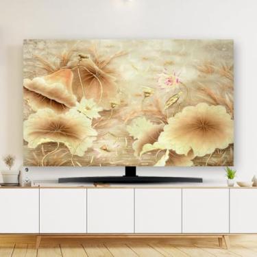 Imagem de HSTANGKY Capa de TV 81.3 cm-203.2 cm Capa protetora de tela multifunções TV interior capa à prova de poeira pano de poliéster macio capas de tela de televisão para pendurar mesa curva flor3||37-39