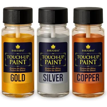 Imagem de Conjunto de tintas douradas Barnabas – 20 ml de ouro, prata, tintas de cobre com 3 luvas para artesanato, arte, retoques de móveis e projetos de restauração decorativa