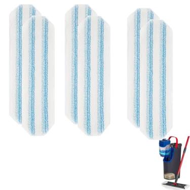 Imagem de Pacote com 6 almofadas de esfregão reutilizáveis compatíveis com o sistema O-Cedar/Vileda H2prO, refis de almofadas de microfibra, laváveis na máquina até 100 vezes, uso seco e úmido adequado para