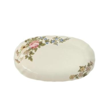 Imagem de Pratos de cerâmica requintados redondos esmaltados simples para uso doméstico francês - prato de peixe de 30,5 cm