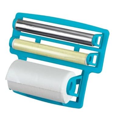 Imagem de Porta Papel Toalha Triplo Suporte Rolos Para Cozinha 3 em 1(AZUL)