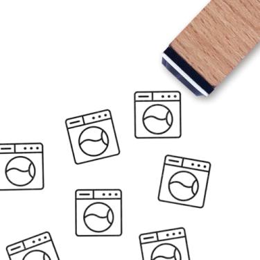 Imagem de Carimbo de borracha para máquina de lavar, mini carimbo pequeno de 9,5 cm para planejamento de cartões de scrapbook