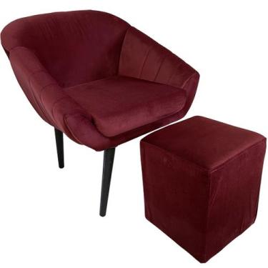 Imagem de Kit Poltrona Giovana Puff Quadrado e Almofadas em Sued Premium - Sua C