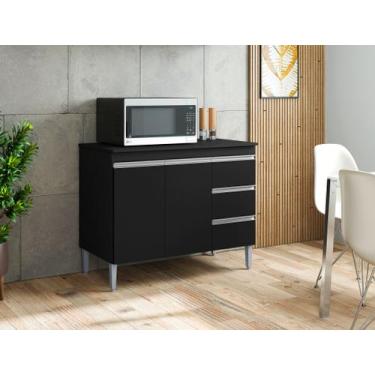 Imagem de Balcão Gabinete p/ Pia Andreia sem tampo 100 cm AJL Móveis - Preto