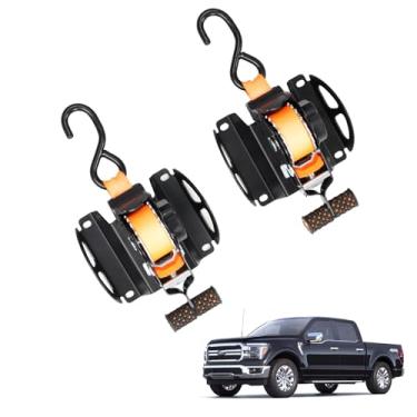 Imagem de 2 peças de amarração retráteis para Ford F150 capacidade de 1,5 toneladas, instalação sem ferramentas, serve para acessórios F-150 2015-2024 2025 2026, correias de catraca resistentes com liberação