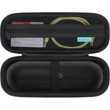 Imagem de RAIALL Estojo De Transporte Para Beats Pill (Lançamento 2024) - Caixa Som Bluetooth Portátil, Capa Protetora Rígida Viagem, Com Bolso Malha Extra Cabos Carregamento, Preta