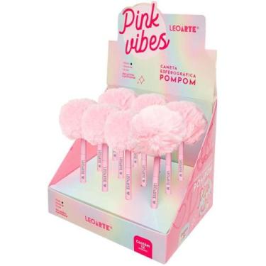 Imagem de Caneta Esferográfica PINK Vibes com Pompom - Tinta Preta, Caixa Displa