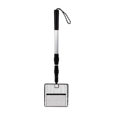 Imagem de Whtkoph Pá de Metal para Areia de Gato, Peneira para Areia de Gato, Pega Confortável, Revestimento Antiaderente, Cabo Longo, Pá para Areia de Gato para Suprim, Preto