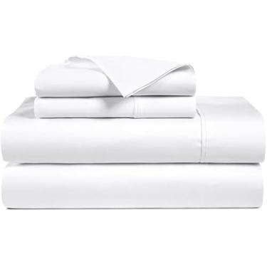Imagem de Bluemoon Homes Jogo de lençol 1000 fios de algodão egípcio Cal King Size 4 peças - lençol com elástico de 45,7 cm de profundidade, extra macio e melhor - Jogo de cama king branco cal