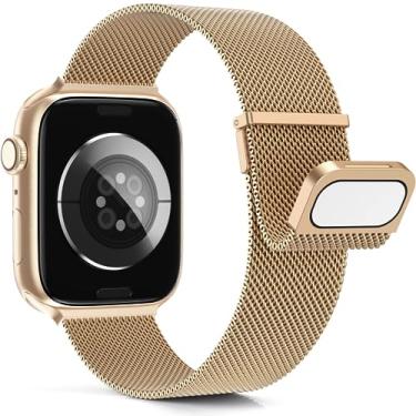 Imagem de HAOZHI Pulseira Magnético Compatível com Apple Watch 49mm 46mm 45mm 45mm 44mm 42mm 42mm 41mm 40mm 38mm,Bracelete Correia de Metal para iWatch Ultra SE 3 2,Series 11 10 9 8 7 6 5 4 3 2 1 (38mm/40mm/41mm/42mm)