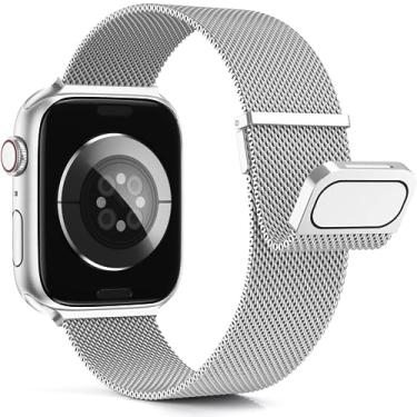 Imagem de HAOZHI Pulseira Magnético Compatível com Apple Watch 49mm 46mm 45mm 45mm 44mm 42mm 42mm 41mm 40mm 38mm,Bracelete Correia de Metal para iWatch Ultra SE 3 2,Series 11 10 9 8 7 6 5 4 3 2 1 (38mm/40mm/41mm/42mm)