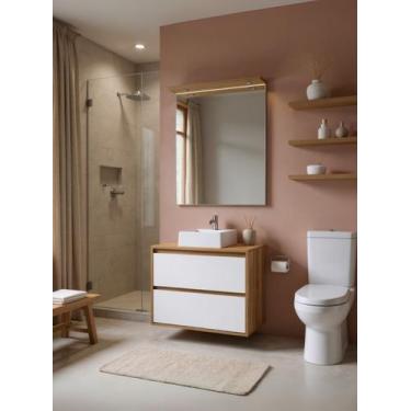 Imagem de Gabinete para Banheiro com Cuba e Espelheira com Led 80cm Mdf Freijo c