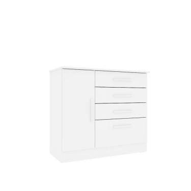 Imagem de Cômoda Chicago 4 Gavetas 1 Portas Tcil Neve