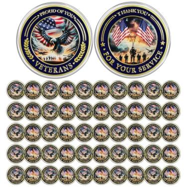 Imagem de CHURYUML Conjunto De 50 Moedas Desafio Para Veteranos Militares, Orgulhoso Você, Veterano, Presentes Comemorativos Homens E Mulheres, Soldados Do Exército, Dia Agradecimento Pelo Serviço, A Granel