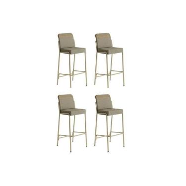 Imagem de Banqueta de Cozinha Duo 1753 Kit 4 Un Dourado/Linho Bamboo/ano Bamboo - Carraro