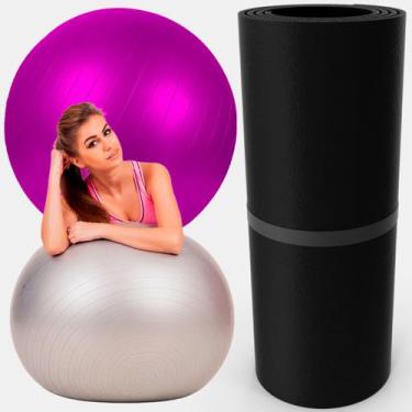 Imagem de Kit Bola Pilates 65cm Colchonete Academia Ioga Fisioterapia - Prime Bi