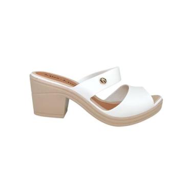 Imagem de Sandália Tamanco Feminino Tiras Salto Grosso Confortável Miss Miss 102