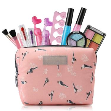 Imagem de Kit de maquiagem hous ideas para meninas de 3 a 8 anos com bolsa de cosméticos